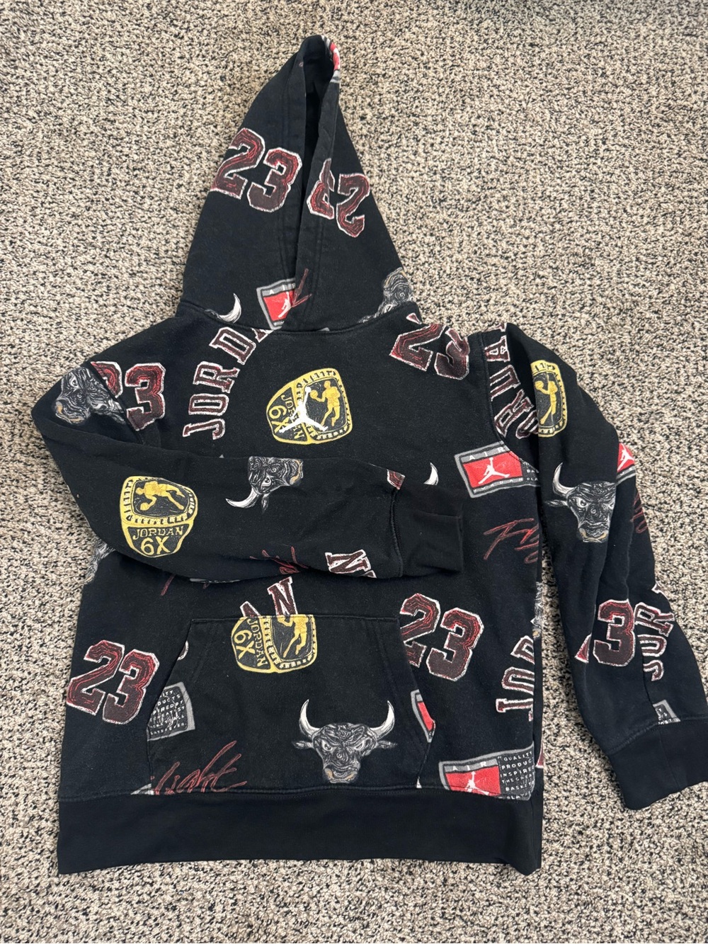 Jordan Black Hoodie with Chicago Bulls Graphics